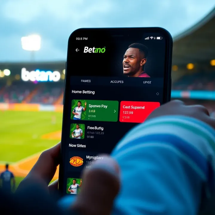 Screenshot of Betano Android app home screen showcasing sports betting options for Nigerian users