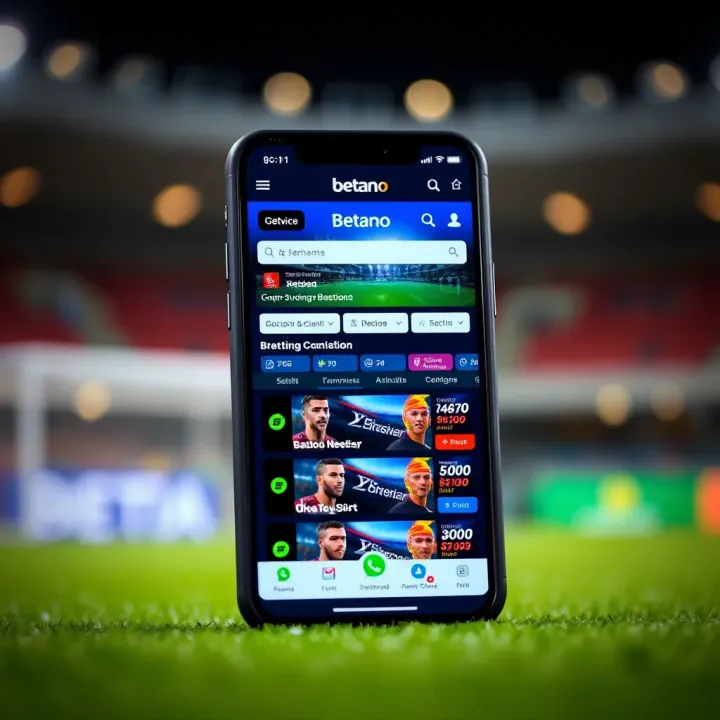 Illustration of Betano APK old version interface showcasing betting options on a mobile device