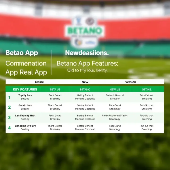 Diagram highlighting key features and differences between Betano old and new app versions for Nigerian users
