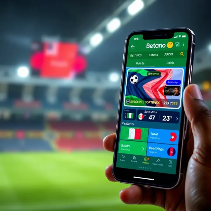 Smartphone showing Betano app's betting options and features tailored for Nigeria