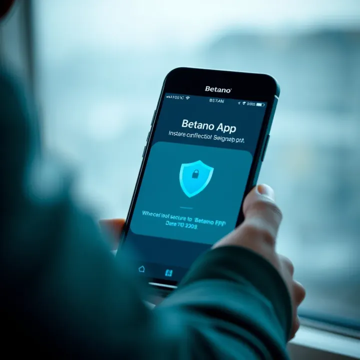 Mobile device displaying Betano app installation confirmation with security shield icon