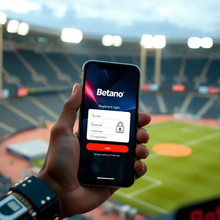 Smartphone displaying secure login screen of Betano betting platform