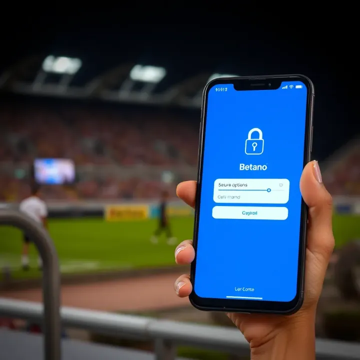 Mobile phone screen showing secure login screen of Betano app with payment options