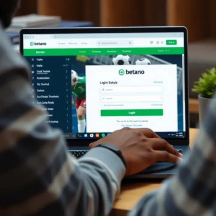 User entering login credentials on Betano betting platform on a laptop