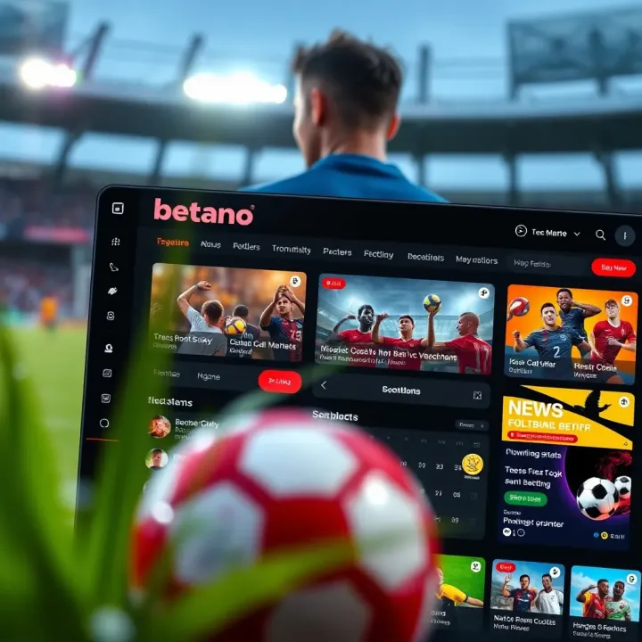 Dashboard showcasing various sports betting options and features on Betano platform