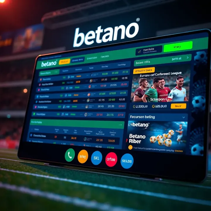 Digital betting interface showcasing football match odds and Betano promotional offers