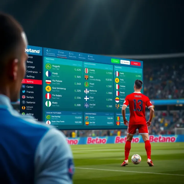 Betano platform displaying live betting options for international football matches