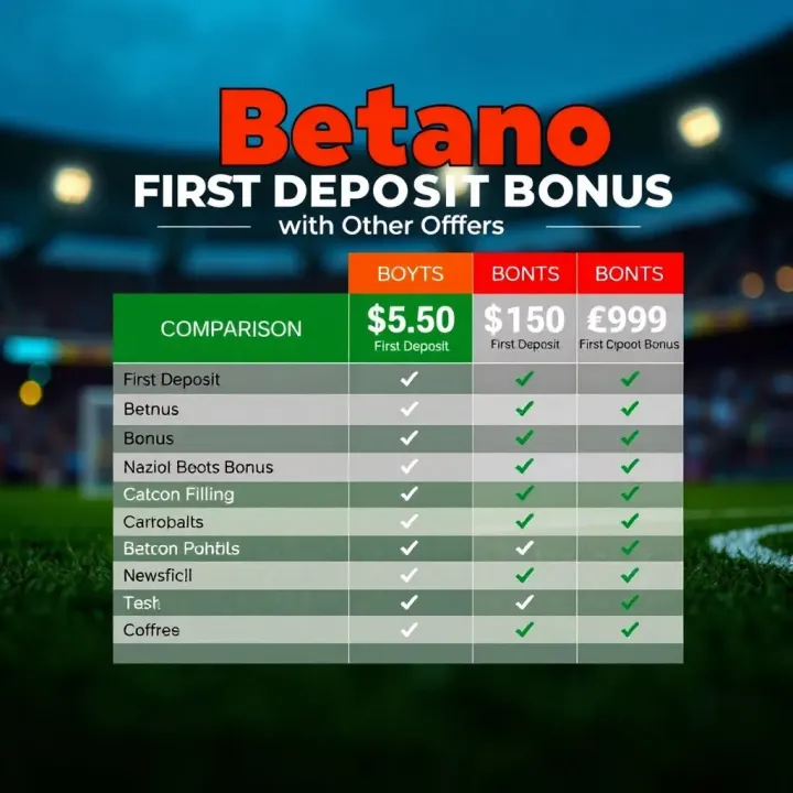 Comparison chart showing Betano's first deposit bonus alongside other popular sportsbook promotions