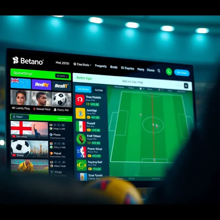 Screenshot showing the Betano sports betting platform interface with various sports options