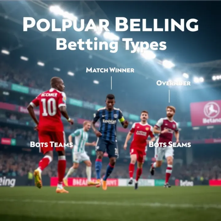 Illustration of various Bundesliga betting types including match winner, over/under, and both teams to score