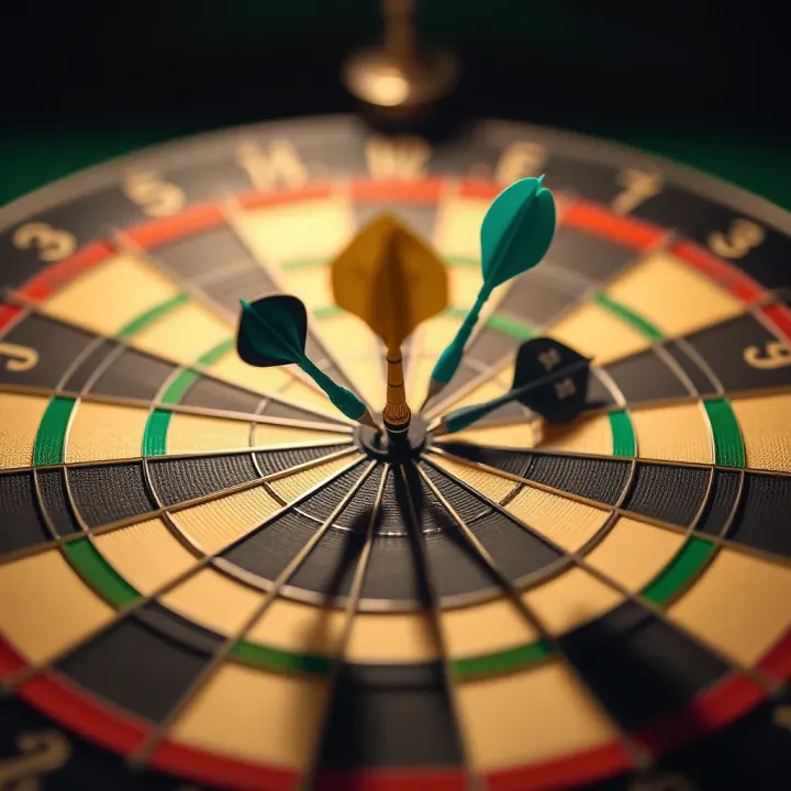 Darts board with darts hitting the target symbolizing precision in betting