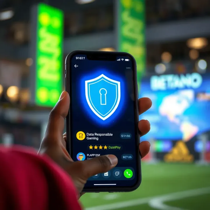 Illustration of data protection and responsible gaming features within a betting app