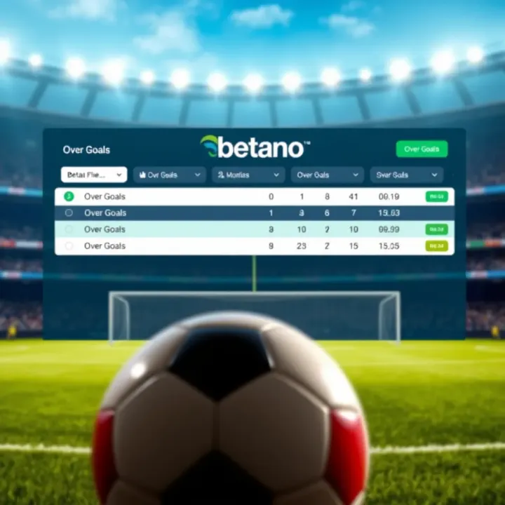 Betano online platform showing football betting options and odds for over goals