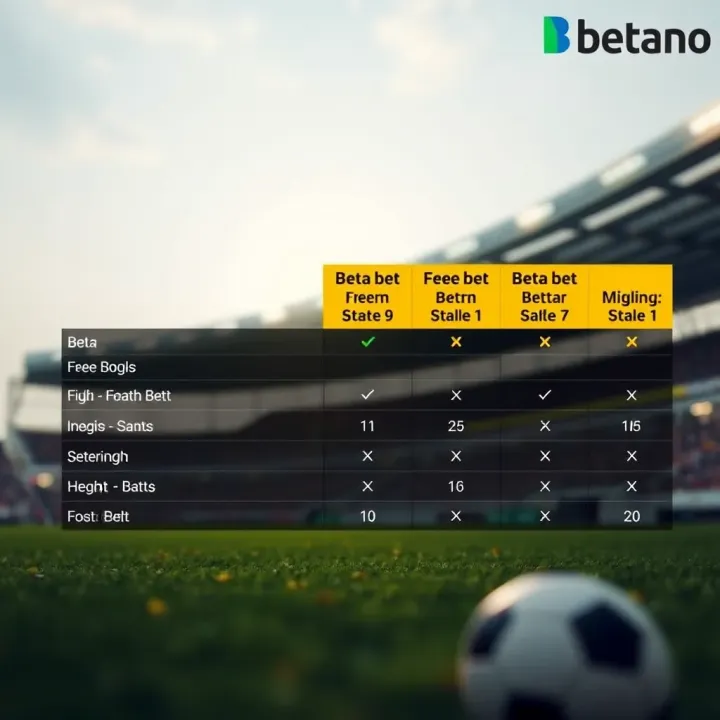 Comparison chart of Betano free bet offer with other Nigerian betting promotions