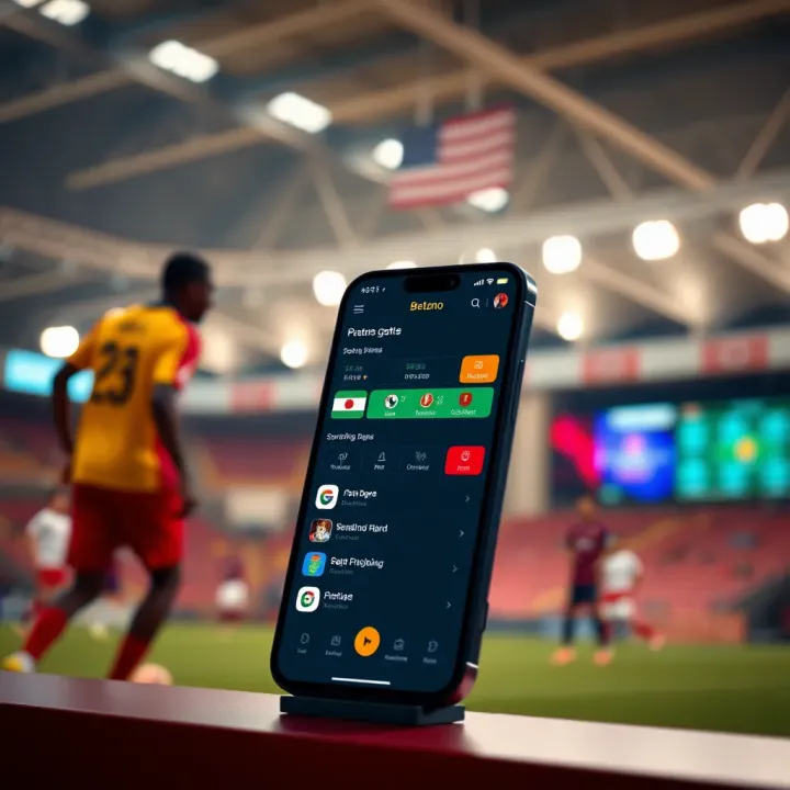 User interface of Betano International app showing sports betting options