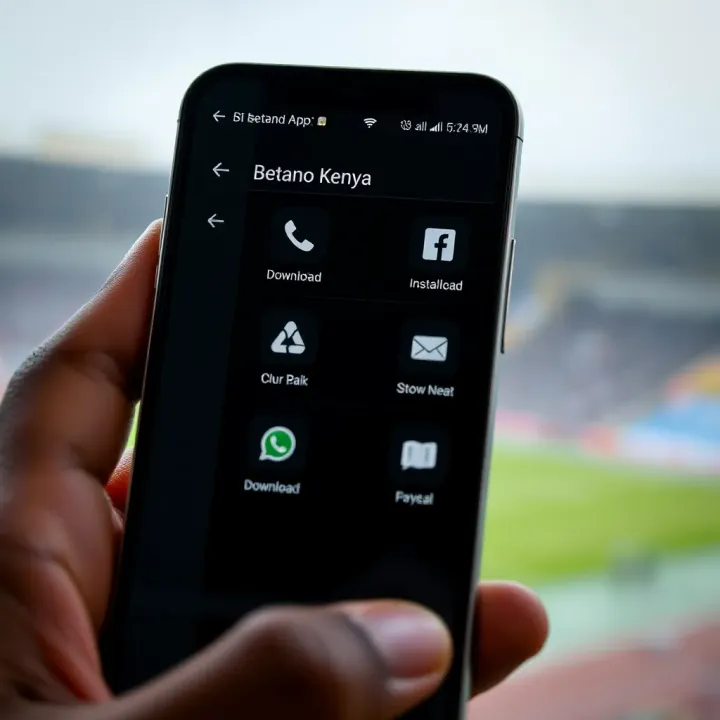 Illustration of smartphone with download and installation icons for Betano Kenya app in Nigeria