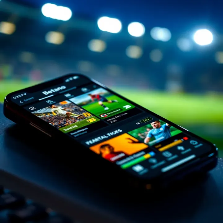 User interface showcasing Betano app features on a mobile device