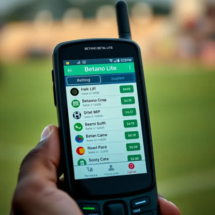 Old mobile device showing Betano Lite betting options with simplified interface