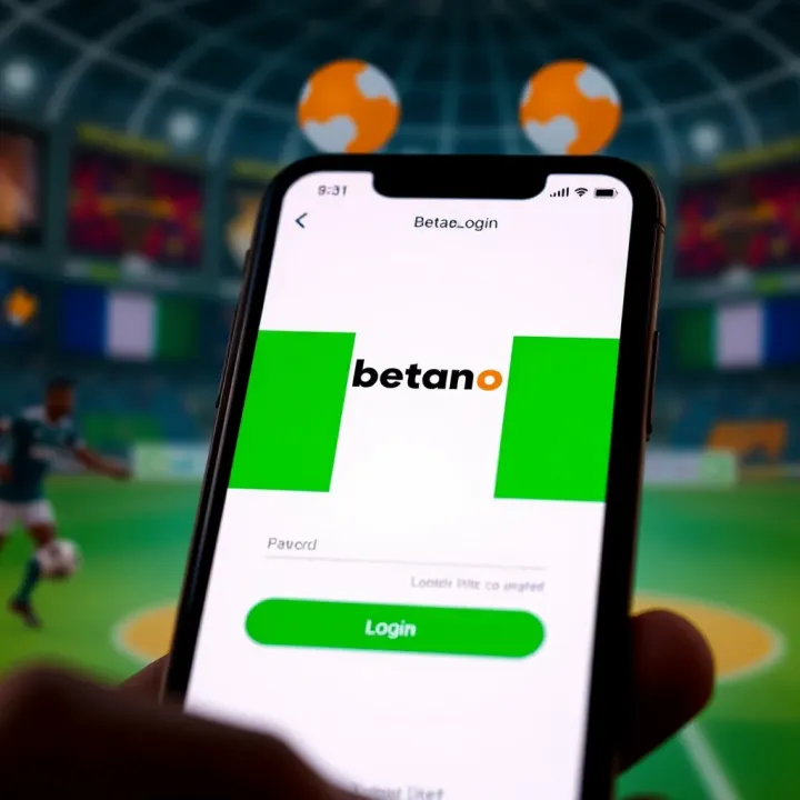Mobile device displaying Betano login screen with Nigerian colors