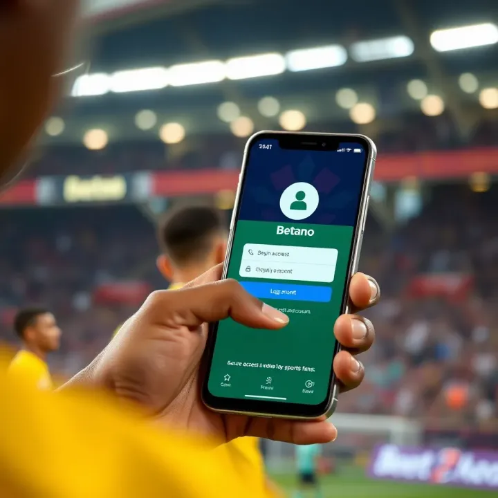 User accessing Betano account through a mobile device with a secure login interface
