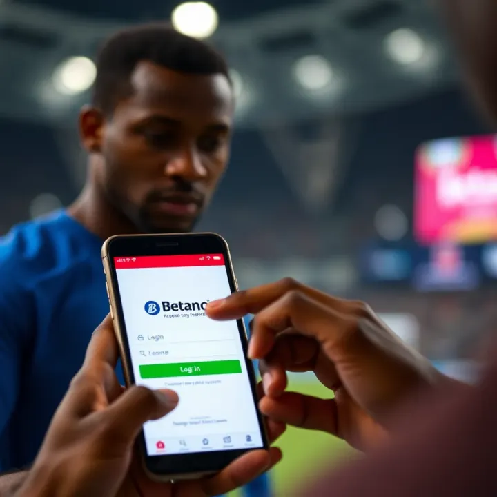 User entering credentials on Betano login page displayed on a smartphone