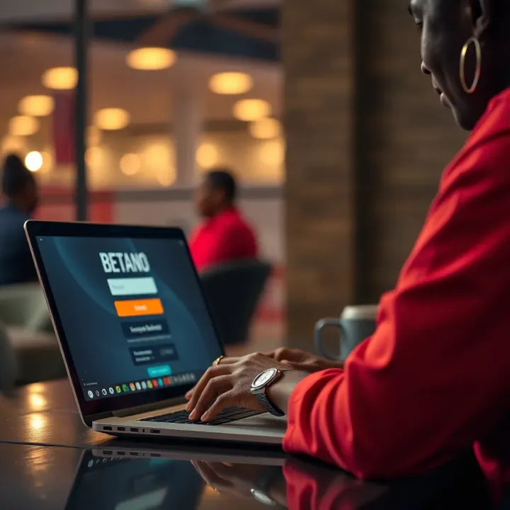 User securely logging into Betano online betting platform on a laptop in Uganda
