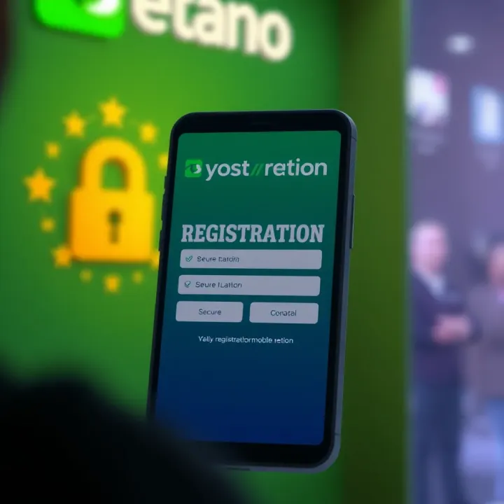 Illustration of a secure registration form on Betano mobile platform with security icons