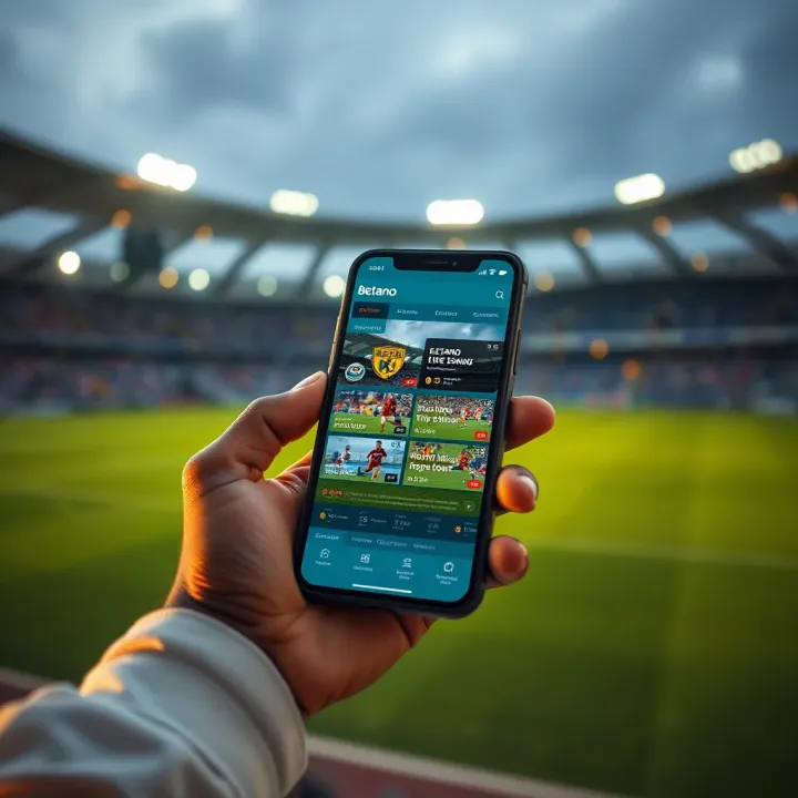 Mobile device showcasing Betano platform with multiple sports betting options