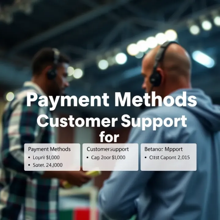 Graphic illustrating payment methods and customer support options for Betano and Msport