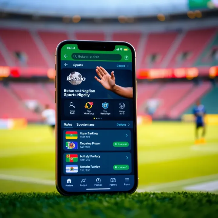 Mobile phone screen displaying Betano Nigeria sports betting app interface