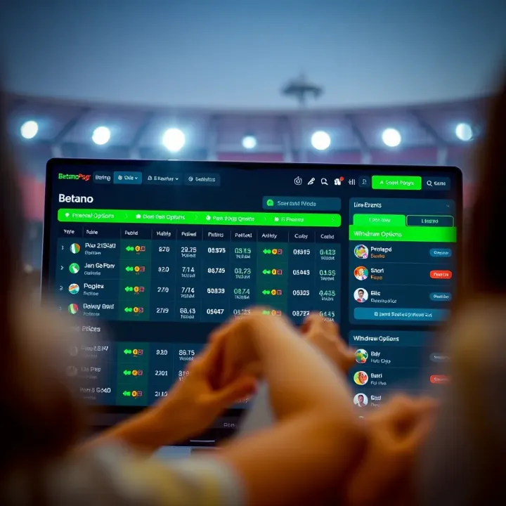 Betano Paga Betting Features and Withdrawal Options Betano Paga betting features dashboard displaying odds, live events, and withdrawal options