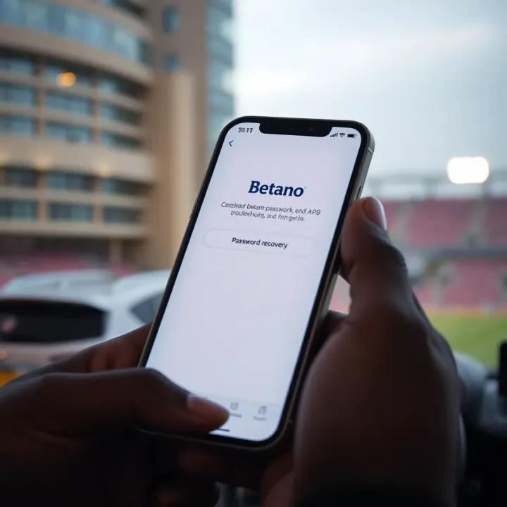 Mobile phone displaying Betano app with password recovery option