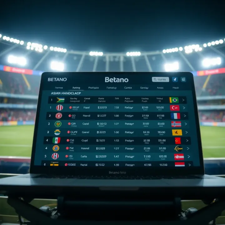 Betano platform showcasing Asian handicap football betting options with odds and match details