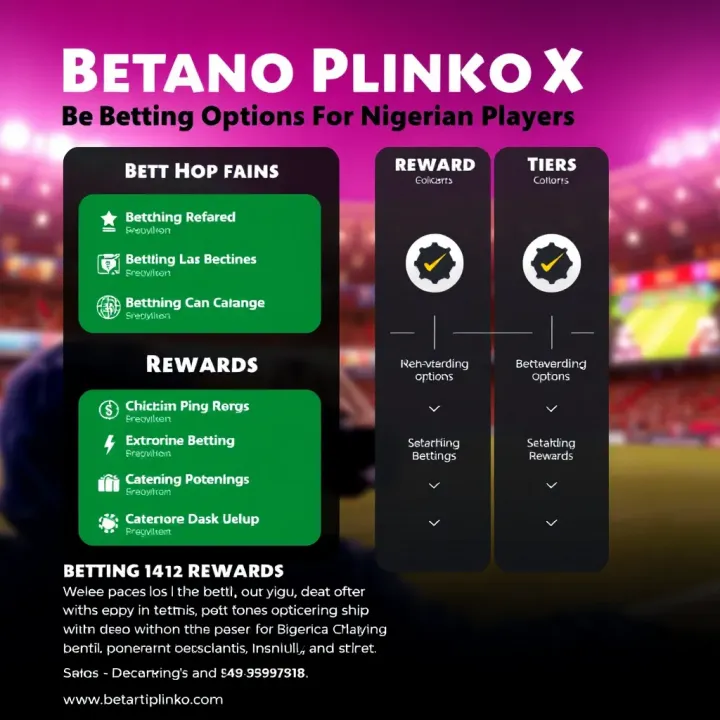 Graphic highlighting betting options and reward tiers available for Nigerian players in Betano Plinko X