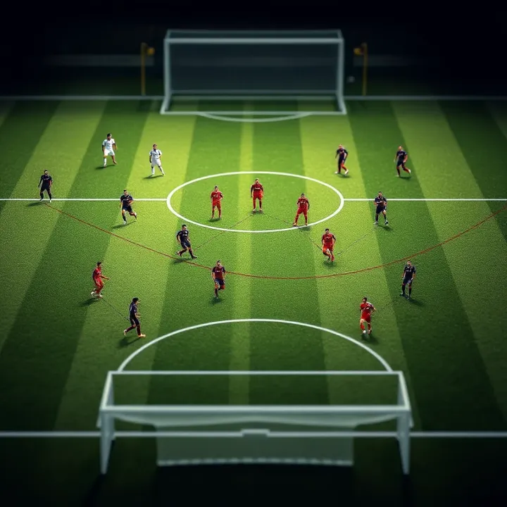 Tactical formation and player positioning on football pitch illustrating match strategies