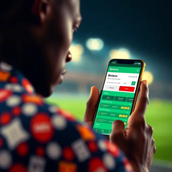 Nigerian bettor applying Betano promo code on mobile app interface