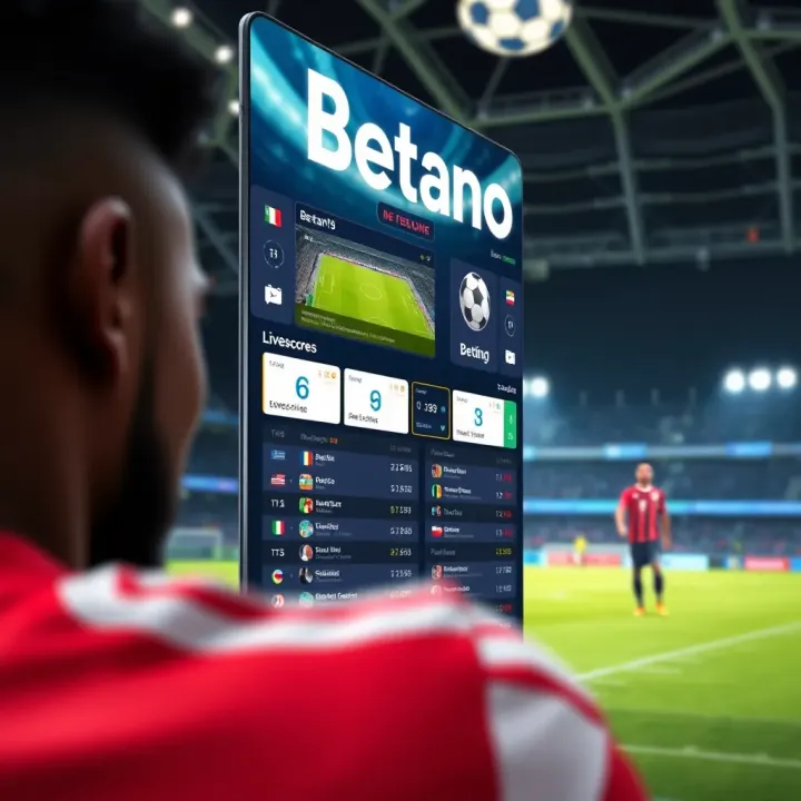 Betano platform showing live sports scores and betting options on screen