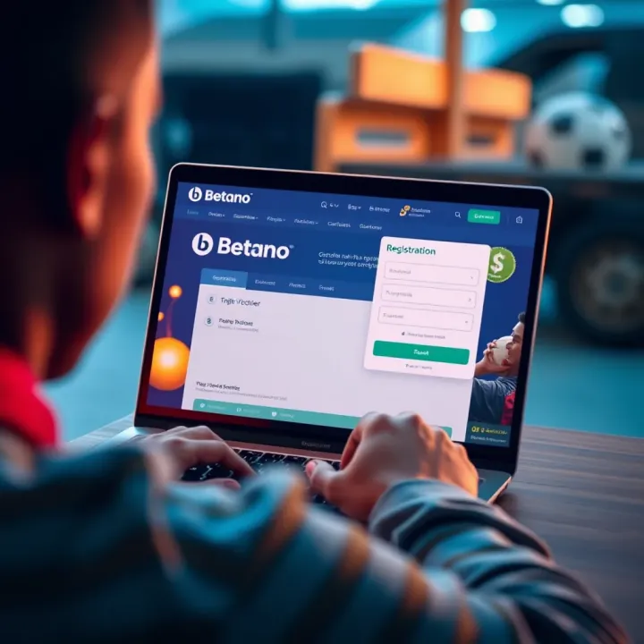 User filling out registration form on Betano website on a laptop screen