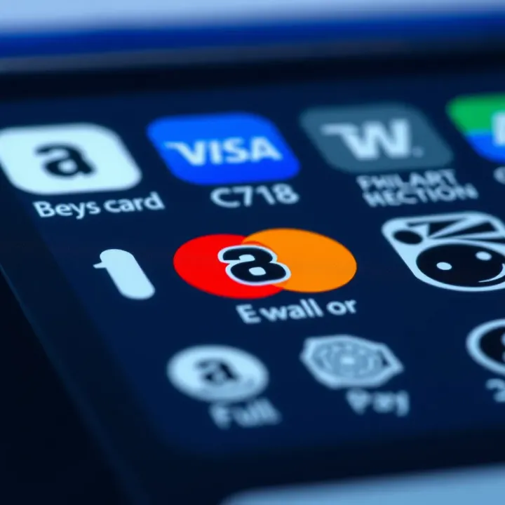Close-up of digital payment options including credit card and e-wallet icons used for deposits