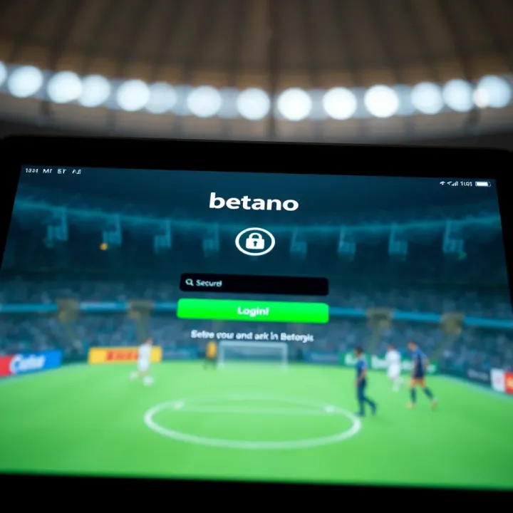 Secure login screen displaying Betano platform interface on a digital device