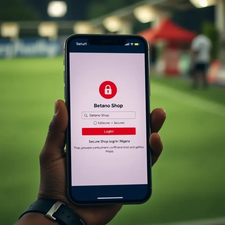 Smartphone screen showing secure login confirmation for Betano Shop app in Nigeria