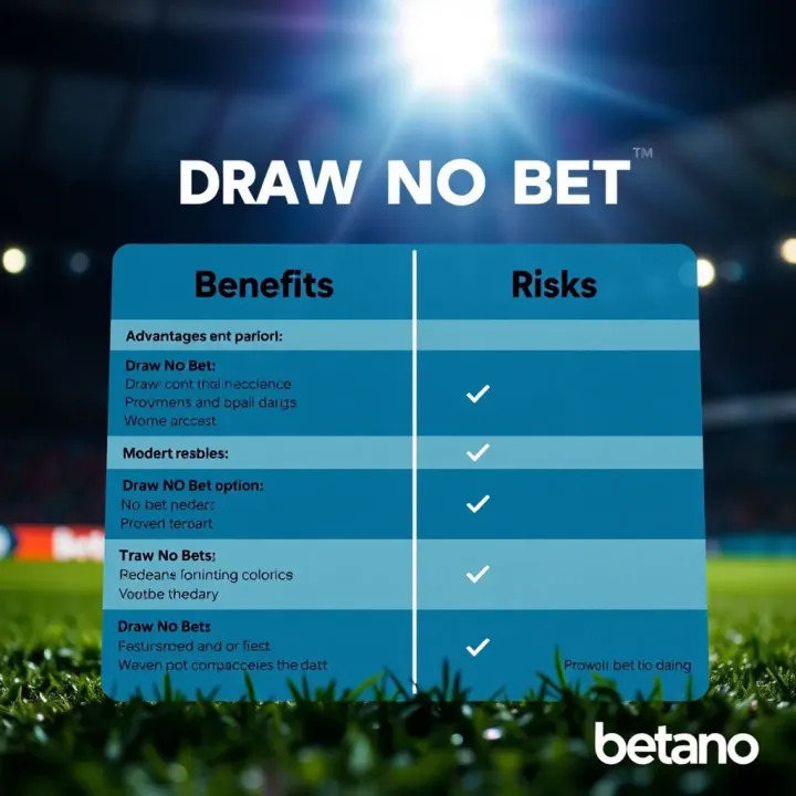 Comparison chart highlighting advantages and risks of using Draw No Bet option on Betano platform