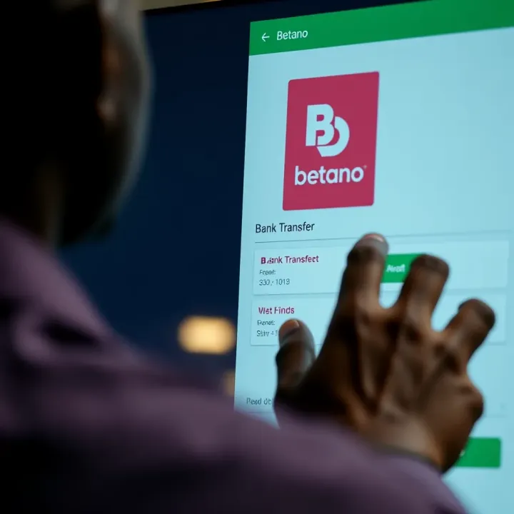 User selecting bank transfer option on Betano deposit screen in Nigeria