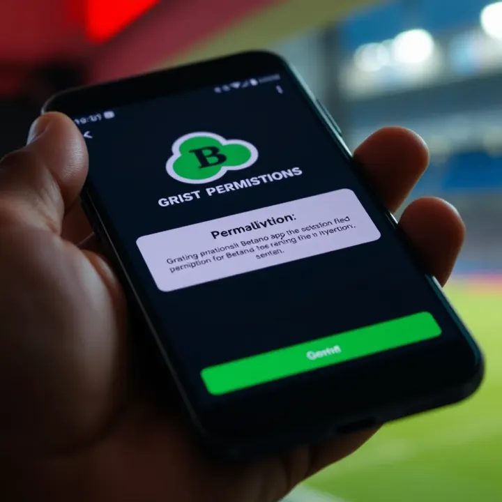 Installation screen on a smartphone displaying app permissions for Betano