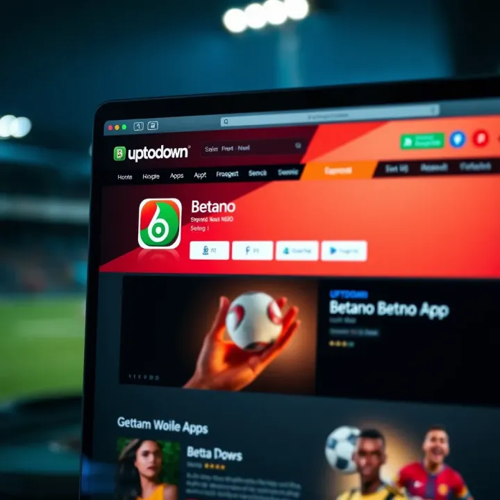 Screenshot showing the Uptodown homepage with Betano app search results