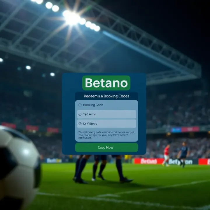 Visual guide displaying steps to redeem a booking code on Betano