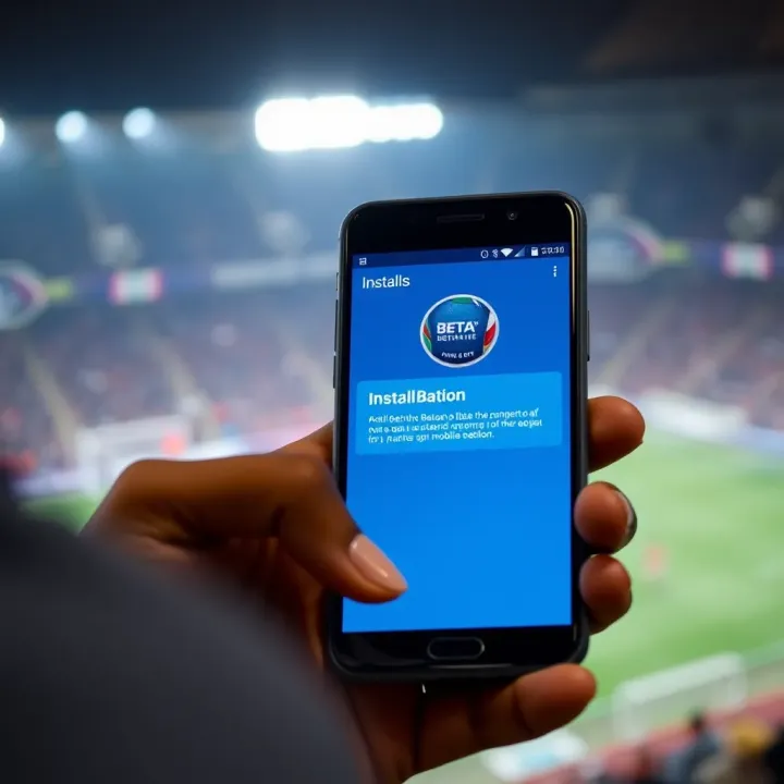 Screenshot of the Mobile Betano Lite app showing installation progress on a smartphone