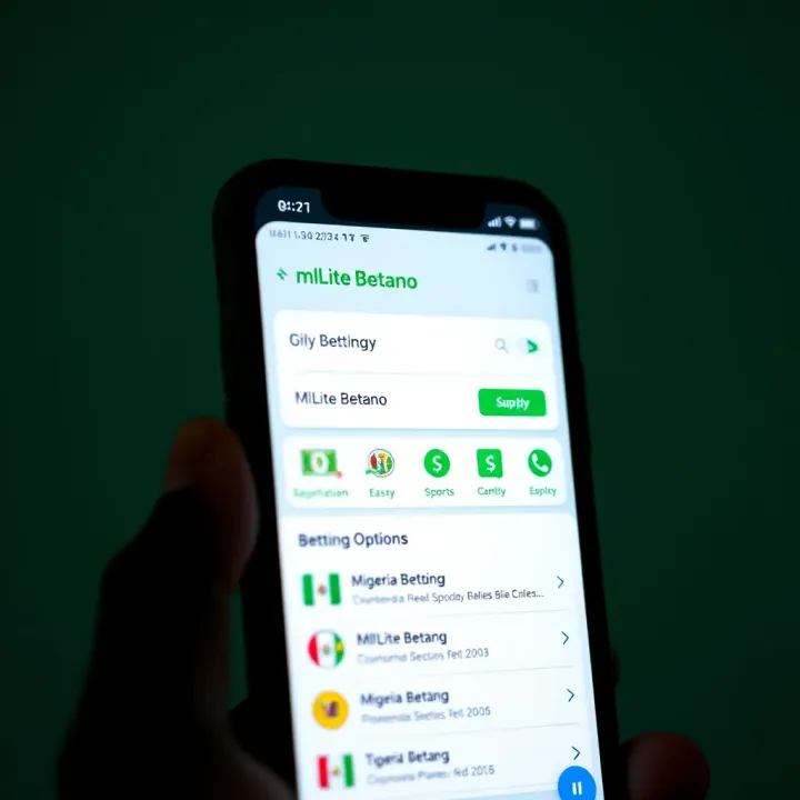 Mobile phone screen displaying MlLite Betano app interface with Nigerian currency symbols and sports betting options