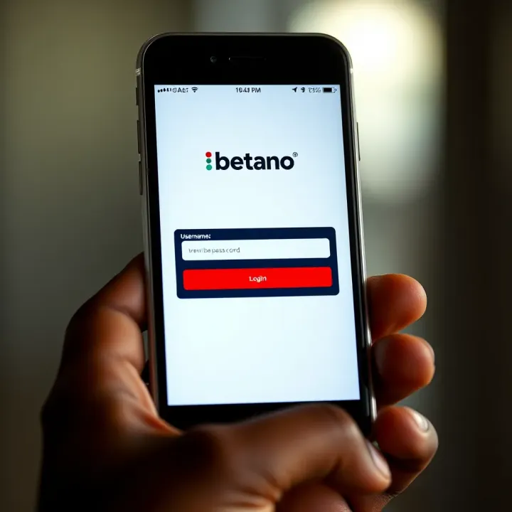 Mobile screen displaying Betano old login interface with username and password fields
