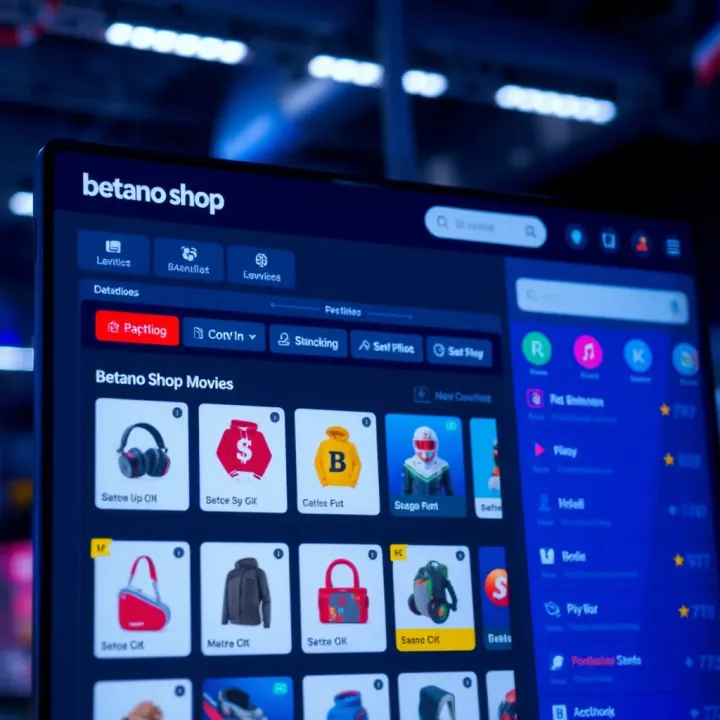 Overview of Betano Shop interface showing product categories and search options